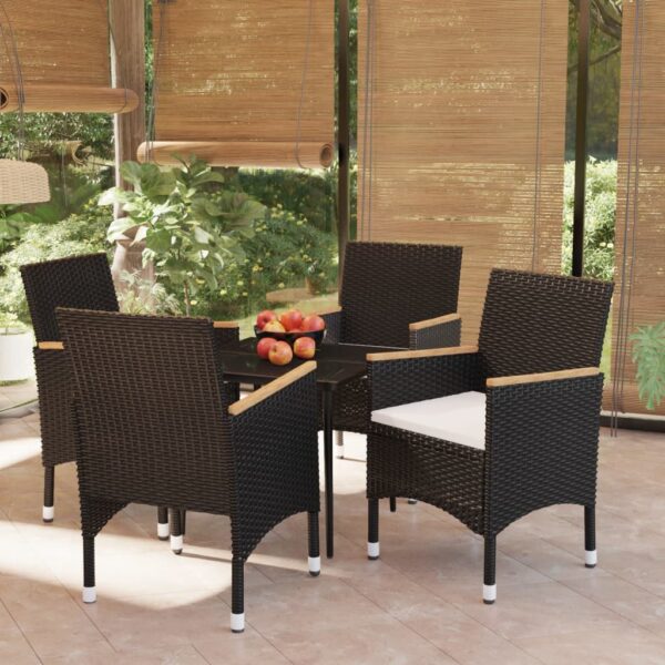 HomeDiscount-5 Piece Garden Dining Set with Cushions Black