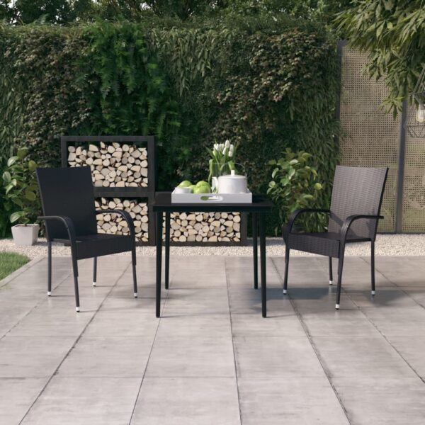 HomeDiscount-3 Piece Garden Dining Set Black