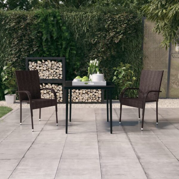 HomeDiscount-3 Piece Garden Dining Set Brown and Black