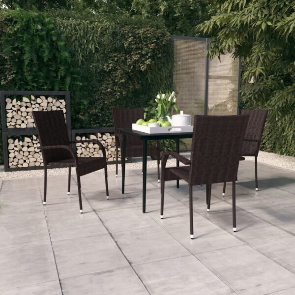 HomeDiscount-5 Piece Garden Dining Set Brown and Black