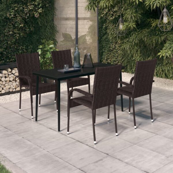 HomeDiscount-5 Piece Garden Dining Set Brown and Black