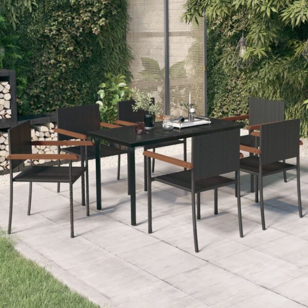 HomeDiscount-7 Piece Garden Dining Set Black