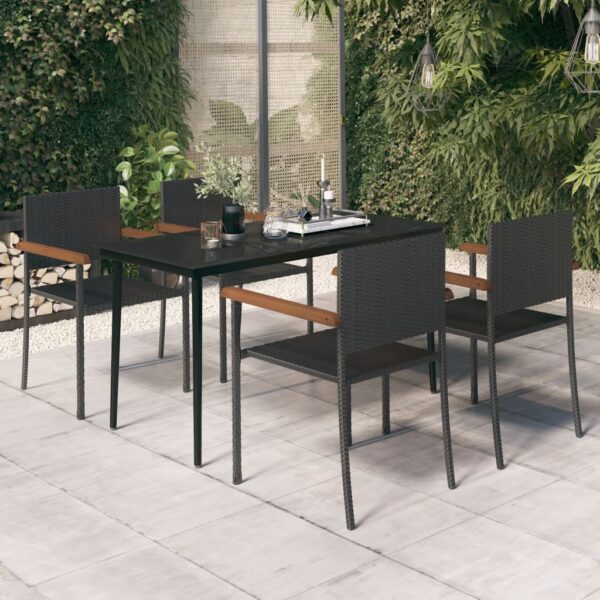 HomeDiscount-5 Piece Garden Dining Set Black