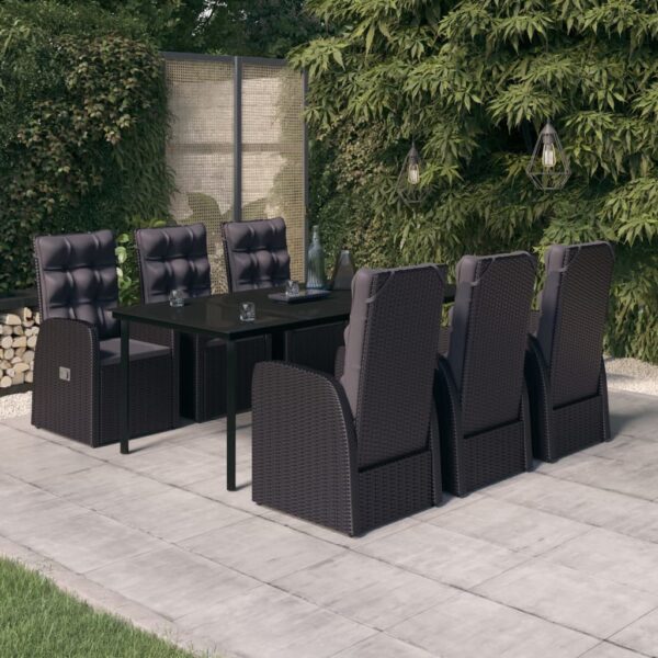 HomeDiscount-7 Piece Garden Dining Set with Cushions Black