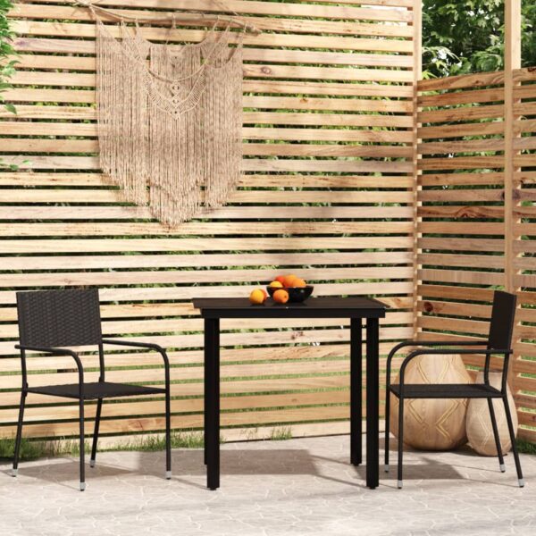 HomeDiscount-3 Piece Garden Dining Set Black