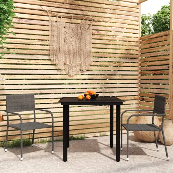 HomeDiscount-3 Piece Garden Dining Set Grey