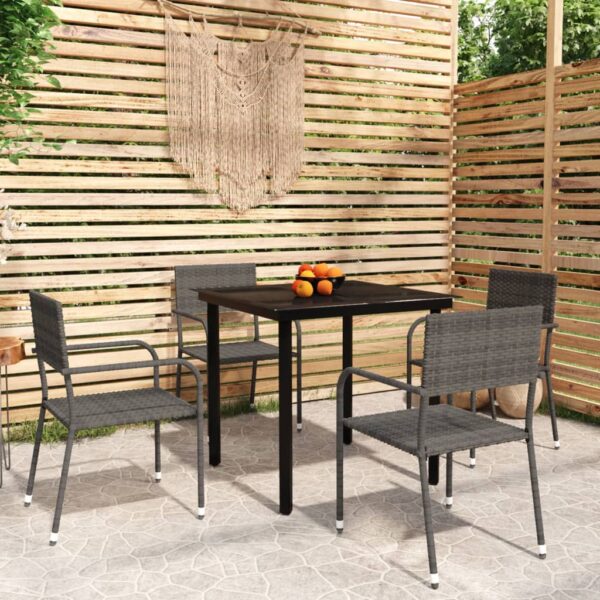 HomeDiscount-5 Piece Garden Dining Set Grey