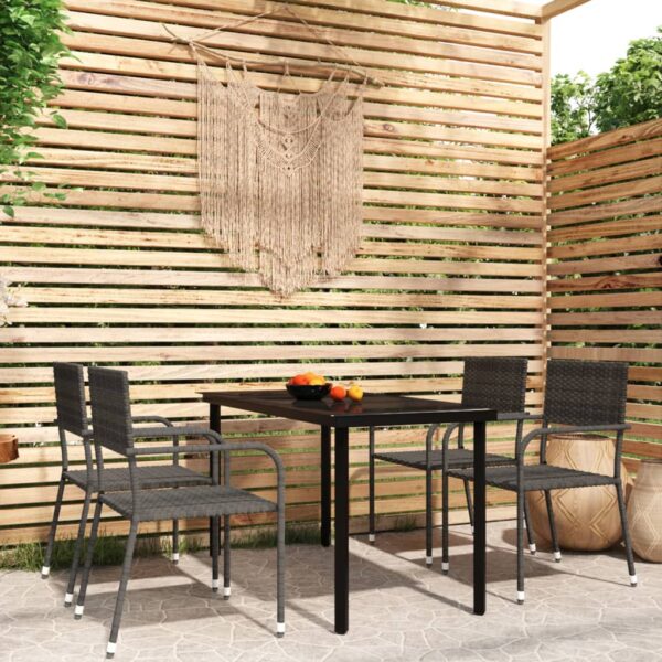 HomeDiscount-5 Piece Garden Dining Set Grey