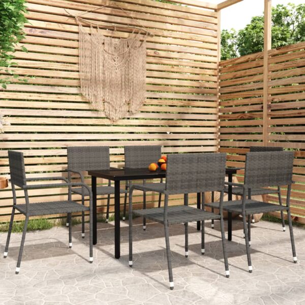 HomeDiscount-7 Piece Garden Dining Set Grey