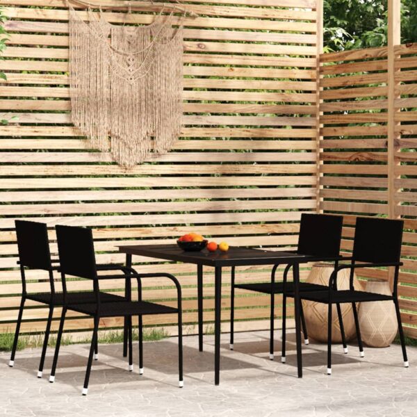 HomeDiscount-5 Piece Garden Dining Set Black