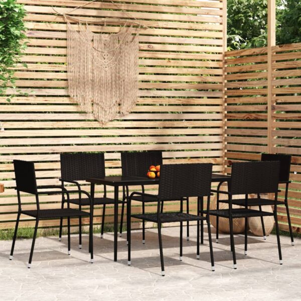 HomeDiscount-7 Piece Garden Dining Set Black