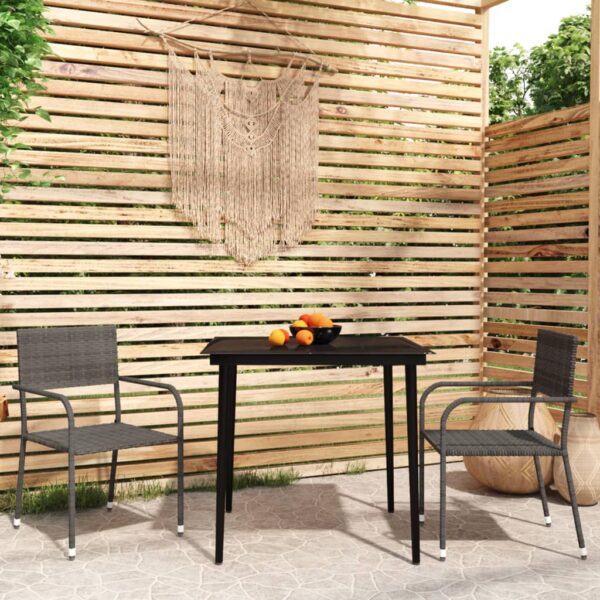 HomeDiscount-3 Piece Garden Dining Set Grey