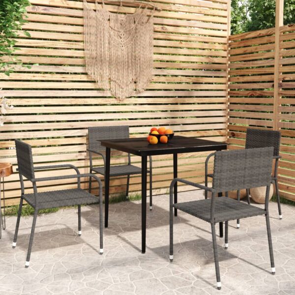 HomeDiscount-5 Piece Garden Dining Set Grey