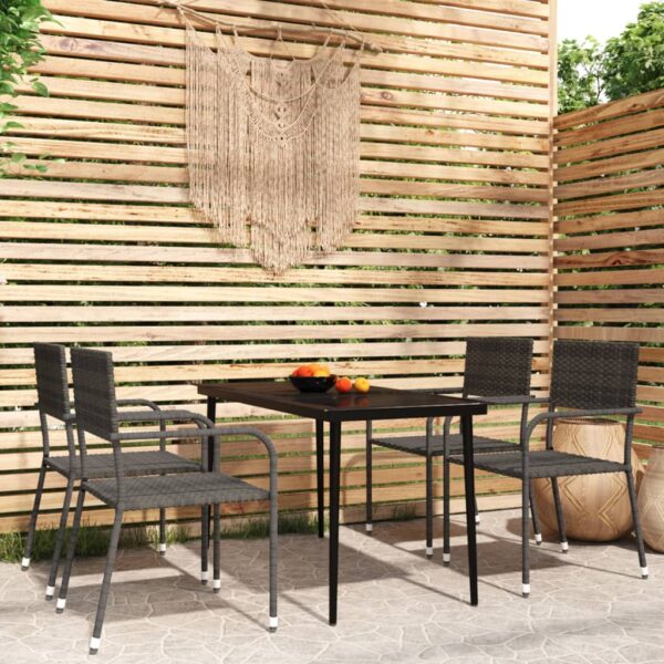 HomeDiscount-5 Piece Garden Dining Set Grey