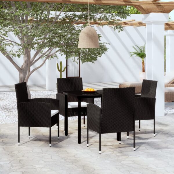 HomeDiscount-5 Piece Garden Dining Set Black