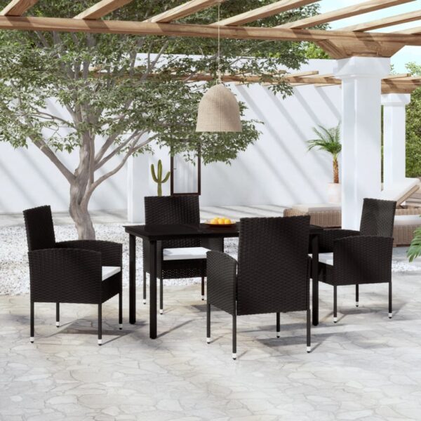 HomeDiscount-5 Piece Garden Dining Set Black