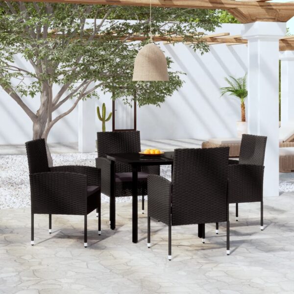 HomeDiscount-5 Piece Garden Dining Set Black