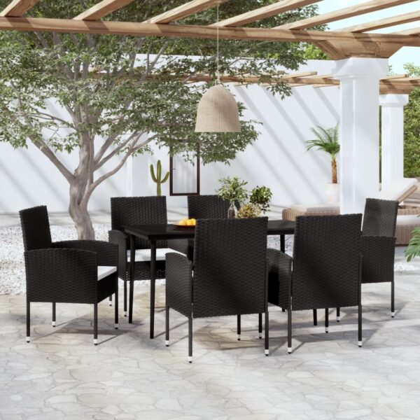 HomeDiscount-7 Piece Garden Dining Set Black