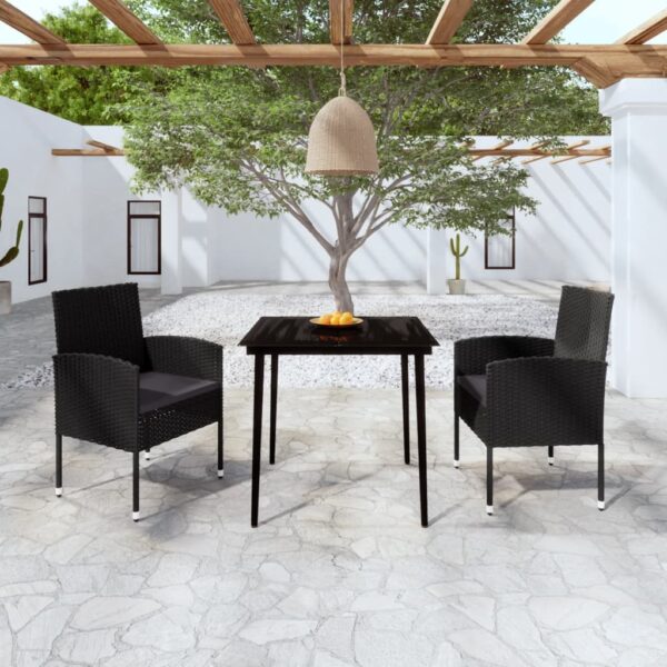 HomeDiscount-3 Piece Garden Dining Set Black