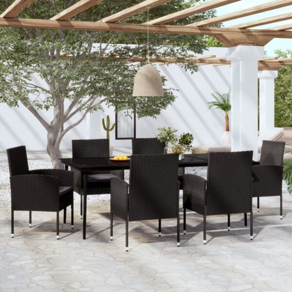 HomeDiscount-7 Piece Garden Dining Set Black