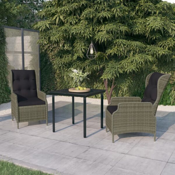 HomeDiscount-3 Piece Garden Dining Set Brown