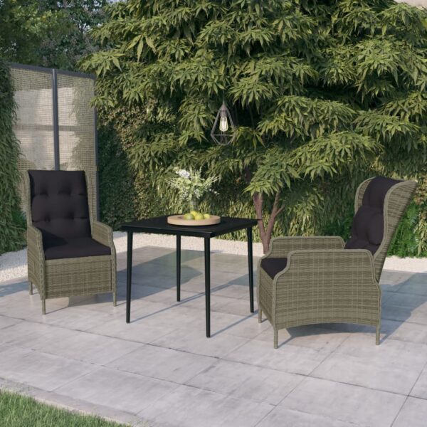 HomeDiscount-3 Piece Garden Dining Set Brown