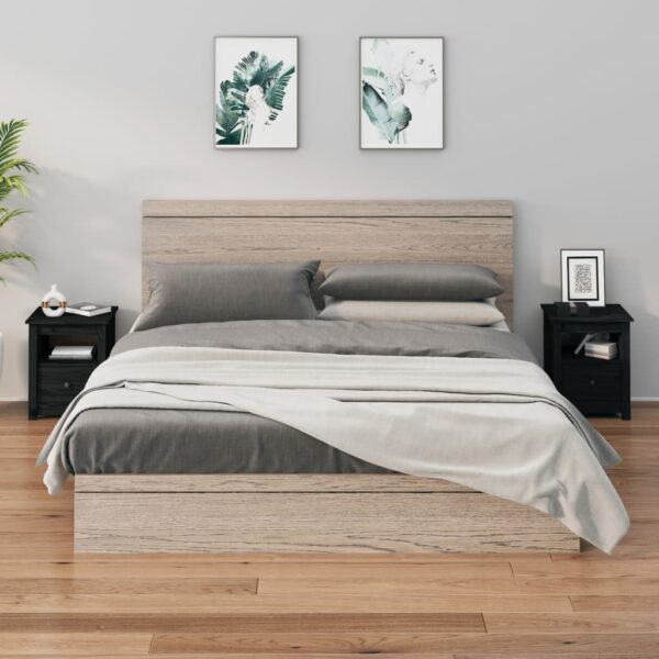 HomeDiscount-Bedside Cabinets 2 pcs Black 40x35x49 cm Solid Wood Pine