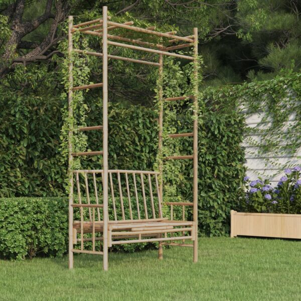 HomeDiscount-Garden Bench with Pergola 116 cm Bamboo