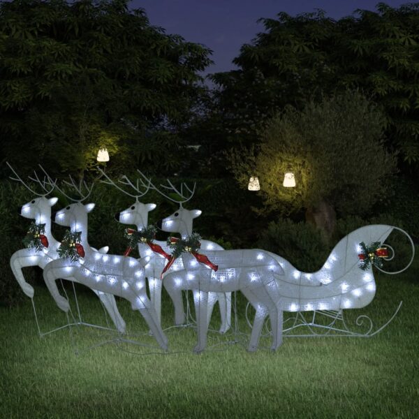 HomeDiscount-Reindeer & Sleigh Christmas Decoration 100 LEDs Outdoor White