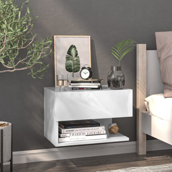 HomeDiscount-Wall-mounted Bedside Cabinet White