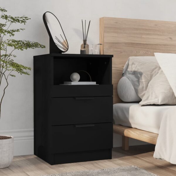 HomeDiscount-Bedside Cabinet Black Engineered Wood