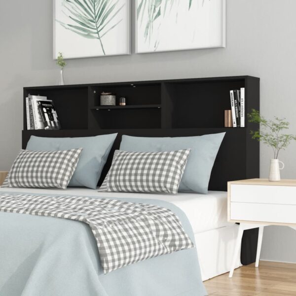 HomeDiscount-Headboard Cabinet Black 160 cm