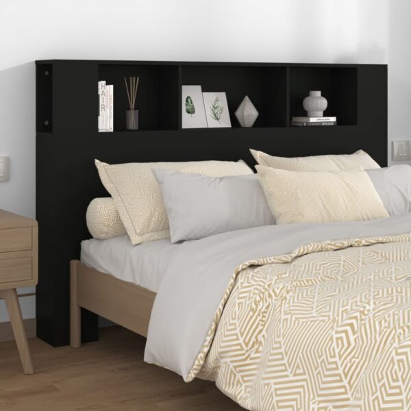 HomeDiscount-Headboard Cabinet Black 160 cm