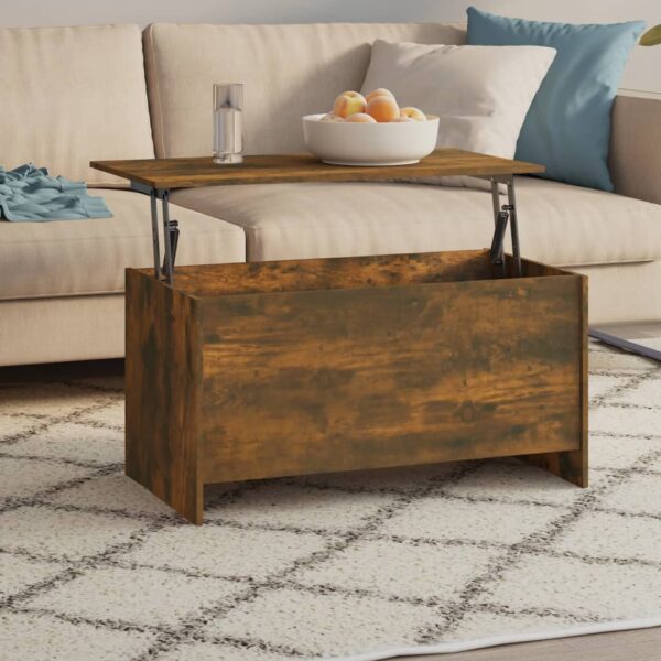 HomeDiscount-Coffee Table Smoked Oak 102x55.5x52.5 cm Engineered Wood