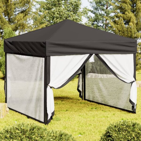 HomeDiscount-Folding Party Tent with Sidewalls Anthracite 3x3 m