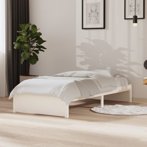 HomeDiscount-Bed Frame without Mattress White Solid Wood 90x190 cm