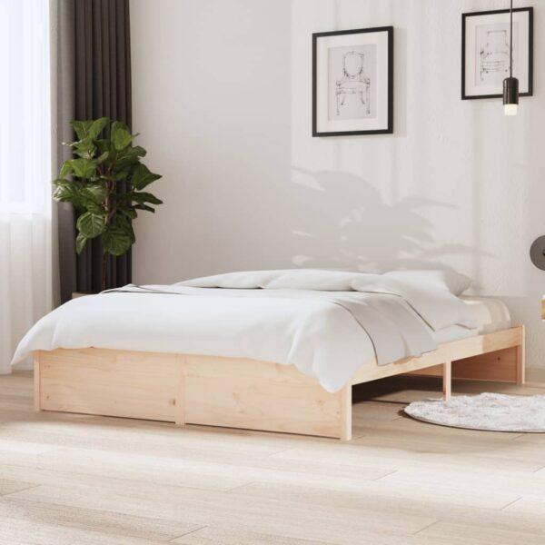 HomeDiscount-Bed Frame without Mattress Solid Wood 135x190 cm