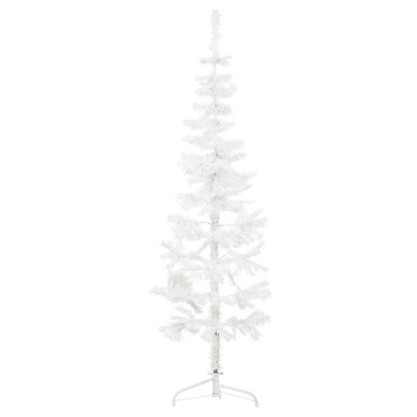 HomeDiscount-Slim Artificial Half Christmas Tree with Stand White 150 cm