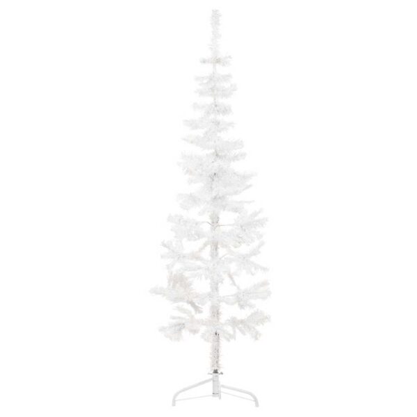 HomeDiscount-Slim Artificial Half Christmas Tree with Stand White 180 cm