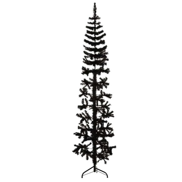 HomeDiscount-Slim Artificial Half Christmas Tree with Stand Black 180 cm