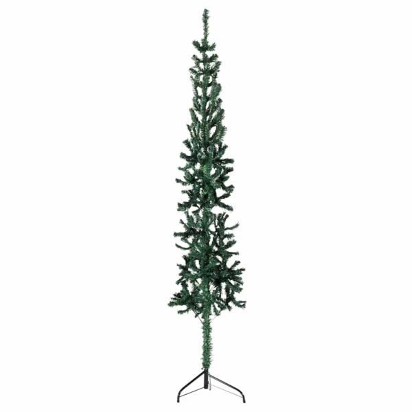 HomeDiscount-Slim Artificial Half Christmas Tree with Stand Green 180 cm