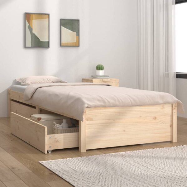 HomeDiscount-Bed Frame without Mattress with Drawers 90x190 cm