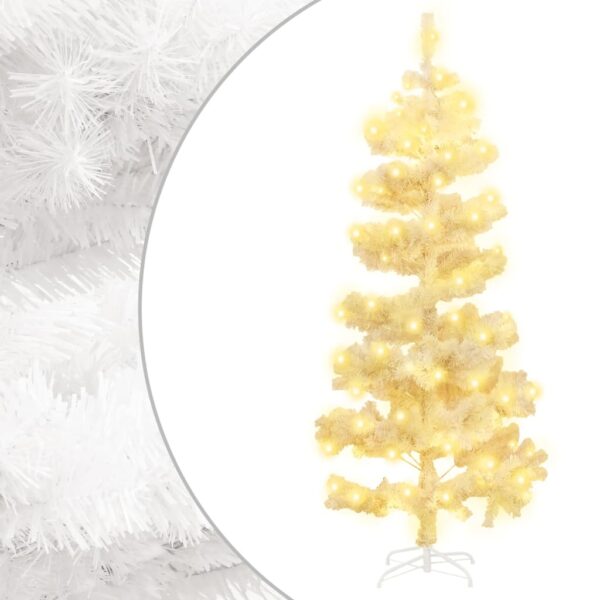 HomeDiscount-Swirl Pre-lit Christmas Tree with Stand White 180 cm PVC