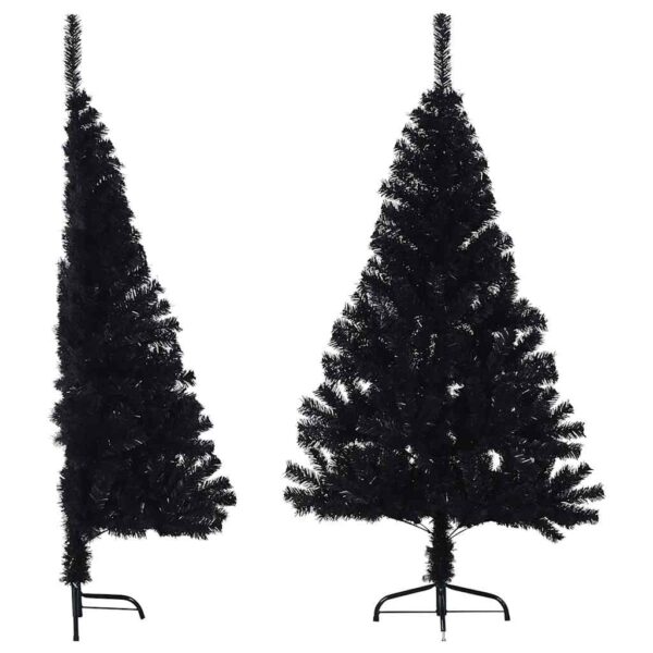 HomeDiscount-Artificial Half Christmas Tree with Stand Black 150 cm PVC