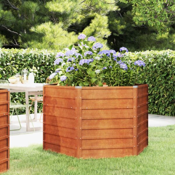 HomeDiscount-Garden Raised Bed Rusty 129x129x77 cm Corten Steel