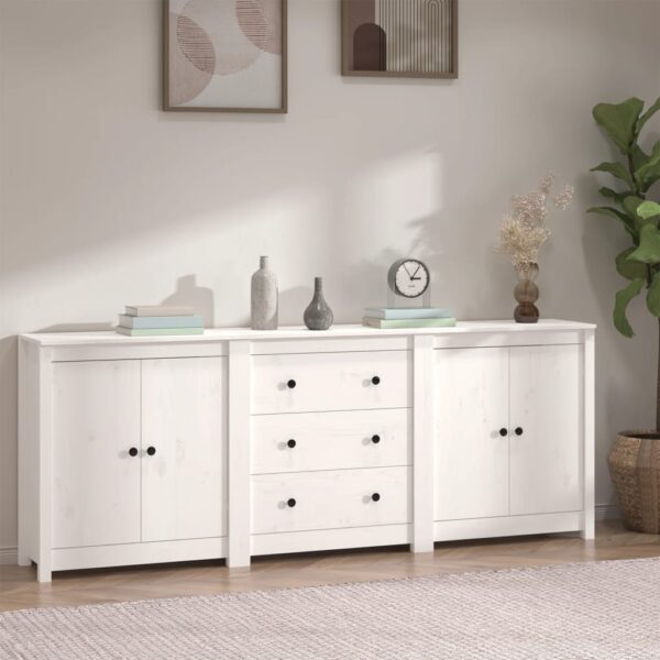 HomeDiscount-Sideboard White 210x35x80 cm Solid Wood Pine