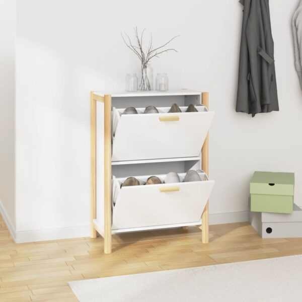 HomeDiscount-Shoe Cabinet White 57.5x33x80 cm Engineered Wood