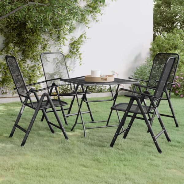 HomeDiscount-5 Piece Garden Dining Set Expanded Metal Mesh Anthracite