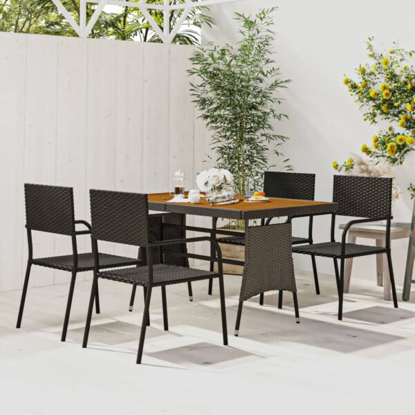 HomeDiscount-5 Piece Outdoor Dining Set Poly Rattan Black