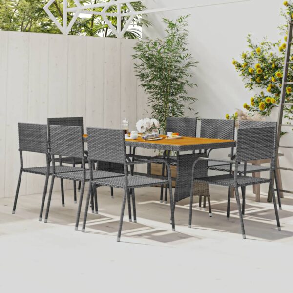 HomeDiscount-9 Piece Outdoor Dining Set Poly Rattan Grey